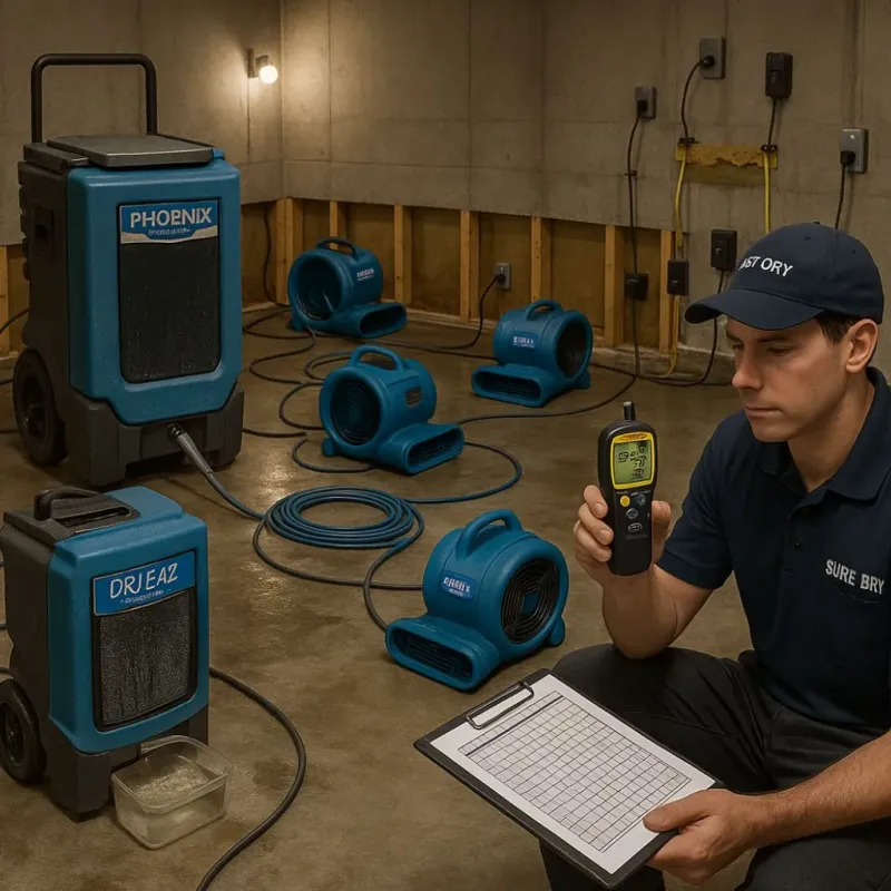 Structural Drying and Dehumidification process in Casa Conejo, CA